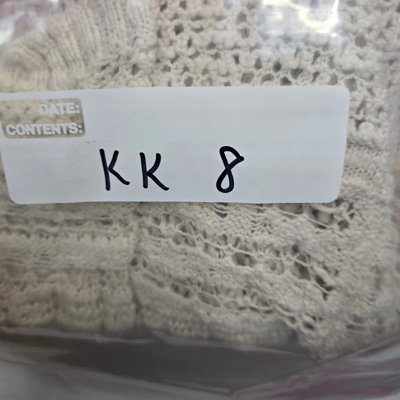 Cream Open Knit Hooded Cardigan Long Sleeve Fringe Trim cottagecore boho Y2K - Picture 6 of 6